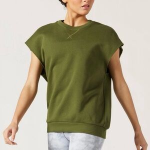 WEAR IT TO HEART Olive Green Sleeveless Sweatshirt Top.